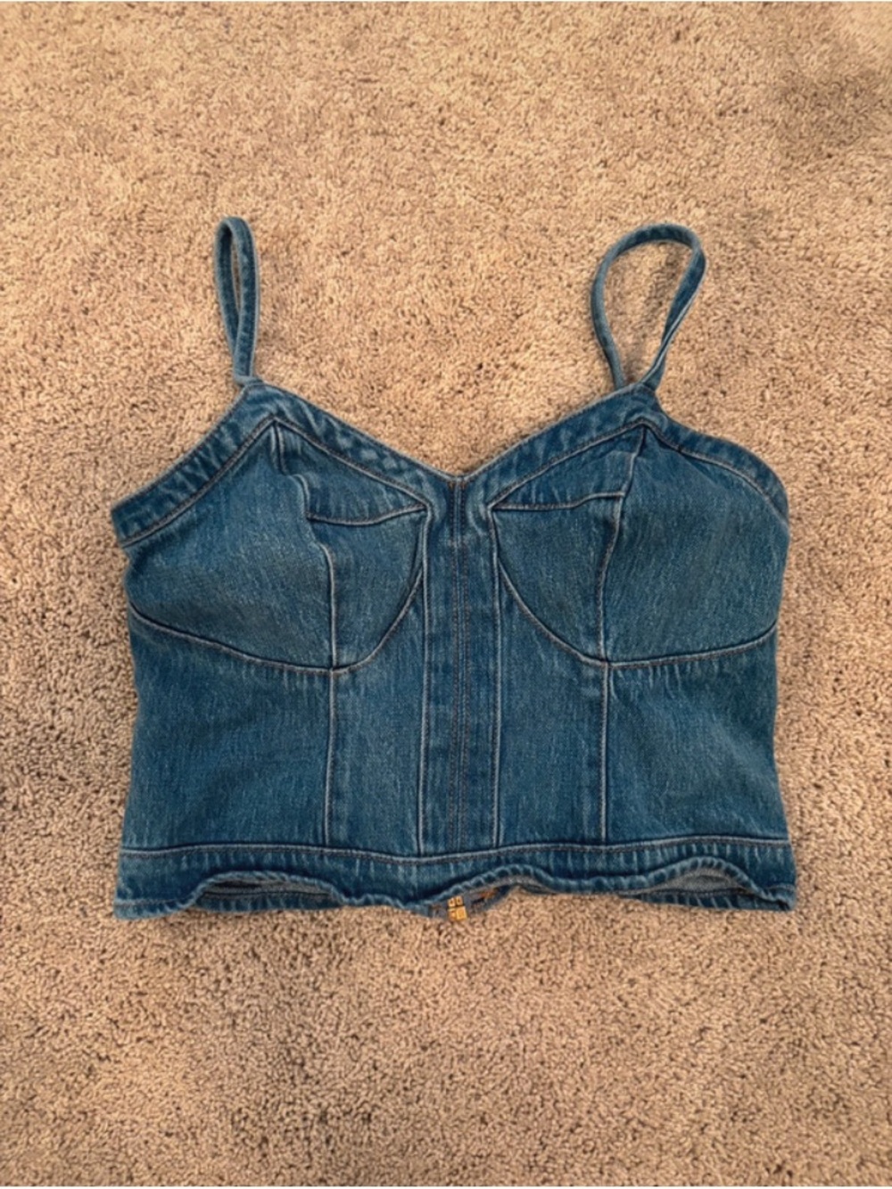 Express Dark Blue Denim Corset Crop Top - Picture 1 of 3